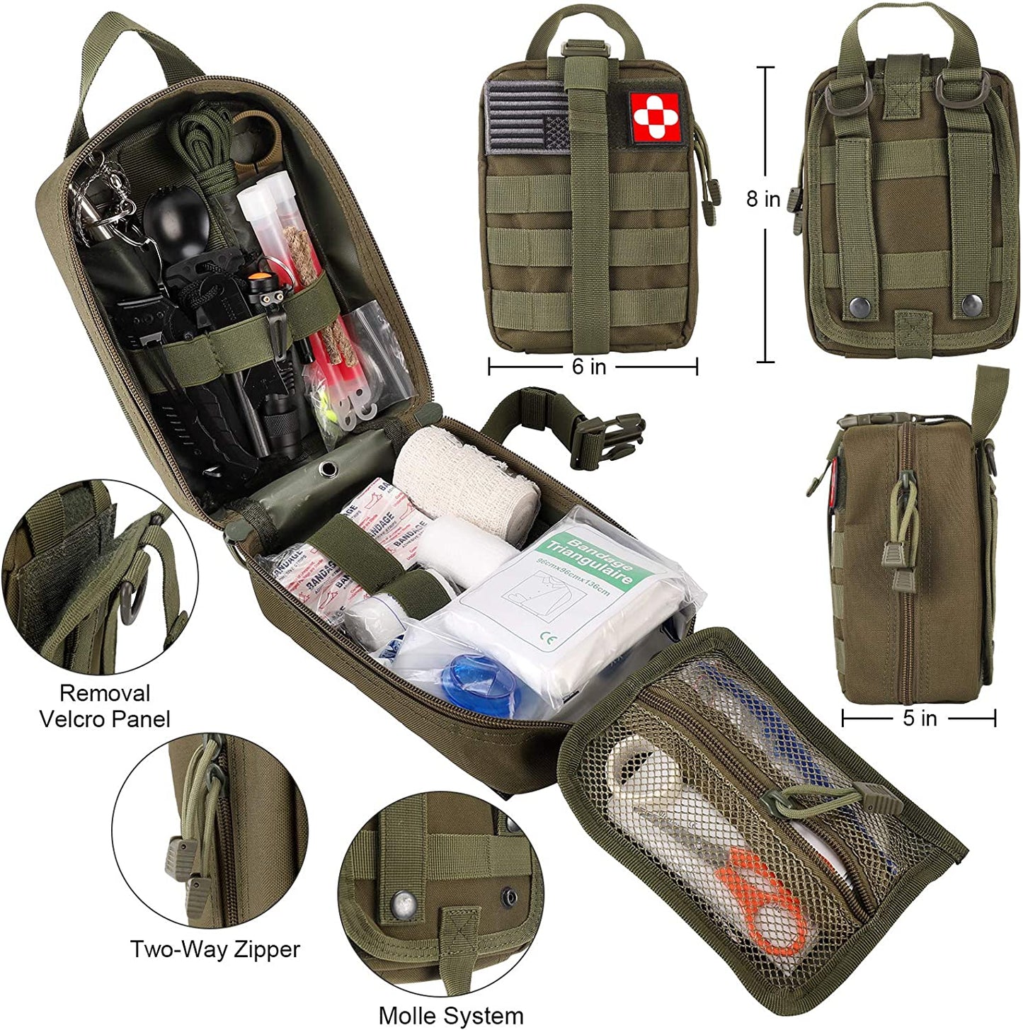 216 Pcs Survival First Aid Kit, Professional Survival Gear Equipment Tools First Aid Supplies for SOS Emergency Hiking Hunting Disaster Camping Adventures