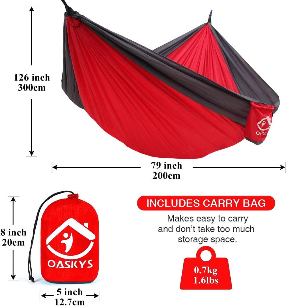Camping Hammock Double with 2 Tree Straps Made of Portable Lightweight Nylon Parachute for Backpacking,Travel and Outdoor Survival
