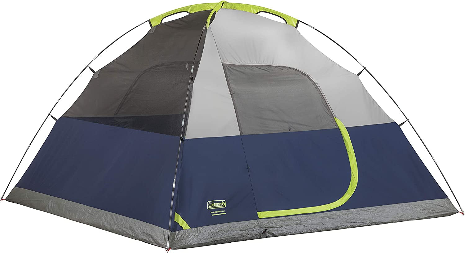 Coleman Sundome Camping Tent, 2/3/4/6 Person Dome Tent with Easy Setup, Included Rainfly and Weathertec Floor to Block Out Water, 2 Windows and 1 Ground Vent for Air Flow with Charging E-Port Flap