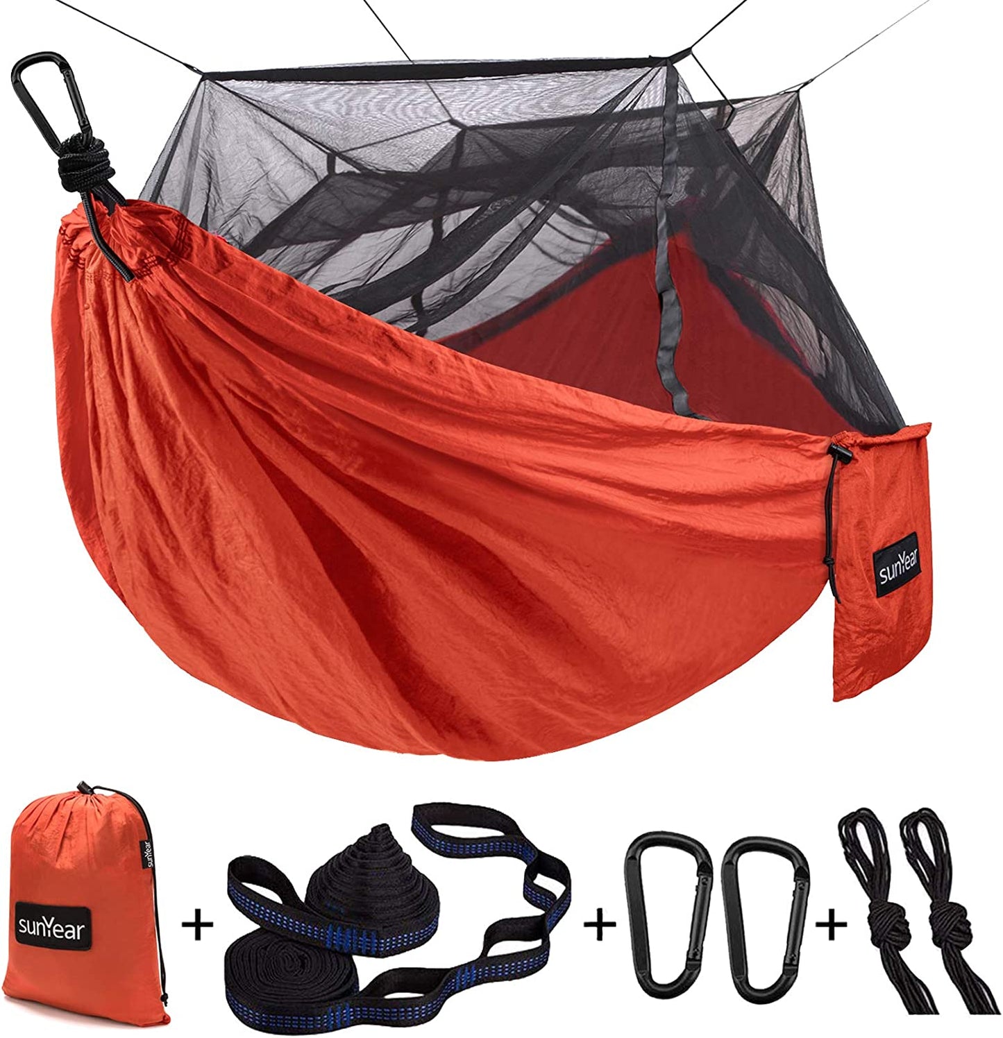 Camping Hammock, Portable Double Hammock with Net, 2 Person Hammock Tent with 2 * 10Ft Straps, Best for Outdoor Hiking Survival Travel