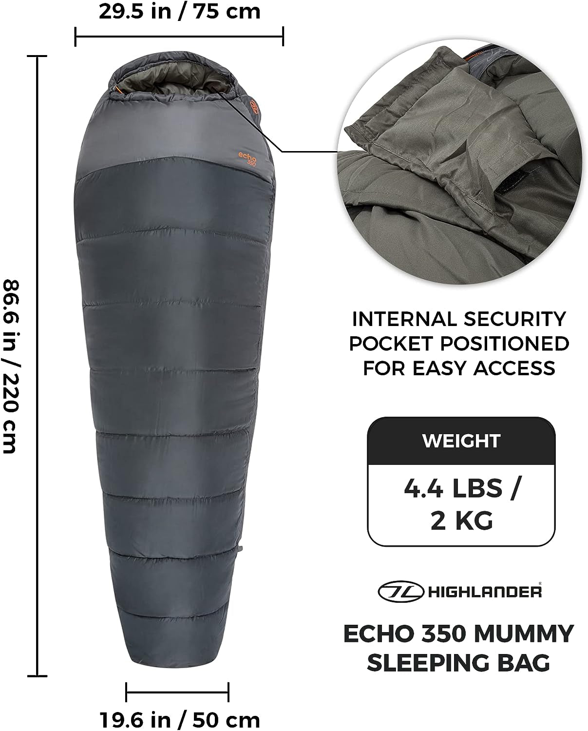 Highlander Mummy Adults Sleeping Bag - Warm and Cold Weather 3 Season, 3-4 Season & 4 Season (Spring, Summer, Fall and Winter) Sleeping Bags