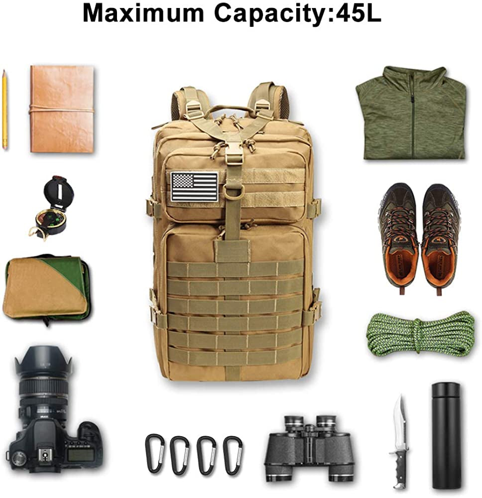 ROARING FIRE Tactical Backpack, Army Assault Pack, Molle Backpack for the 3 Day Pack, 45L Prepper Bag