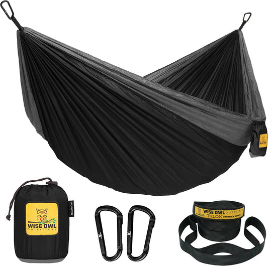 Camping Hammock - Portable Hammock Single or Double Hammock Camping Accessories for Outdoor, Indoor W/Tree Straps