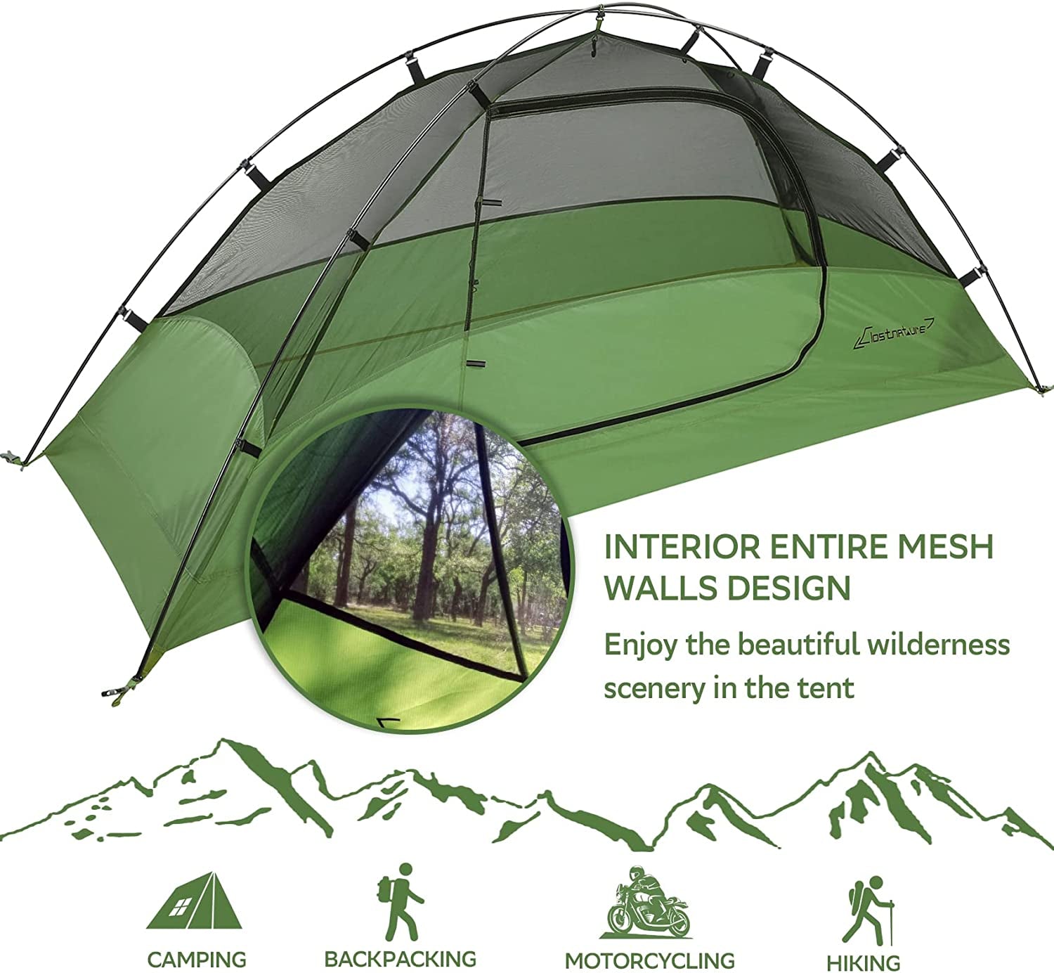 1-Person Tent for Backpacking - Ultralight One Person Backpacking Tent, Hiking Tent for One Man, Solo, Single Person