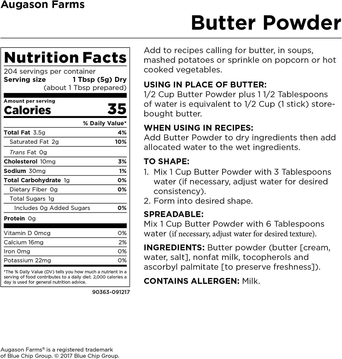 Butter Powder 2 Lbs 4 Oz No. 10 Can