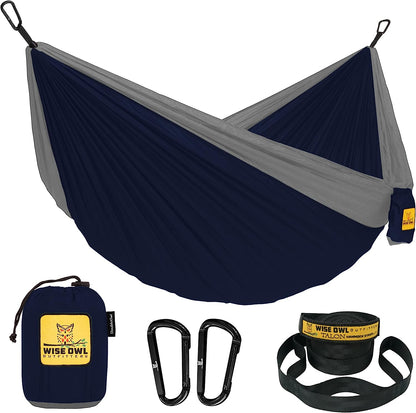 Camping Hammock - Portable Hammock Single or Double Hammock Camping Accessories for Outdoor, Indoor W/Tree Straps