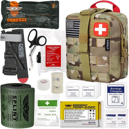 Emergency Trauma Kit, CAT GEN-7 Multi-Purpose SOS Everyday Carry IFAK for Wilderness, Trip, Cars, Hiking, Camping, Father’S Day Birthday Gift for Him Men Husband Dad Boyfriend (Tan)