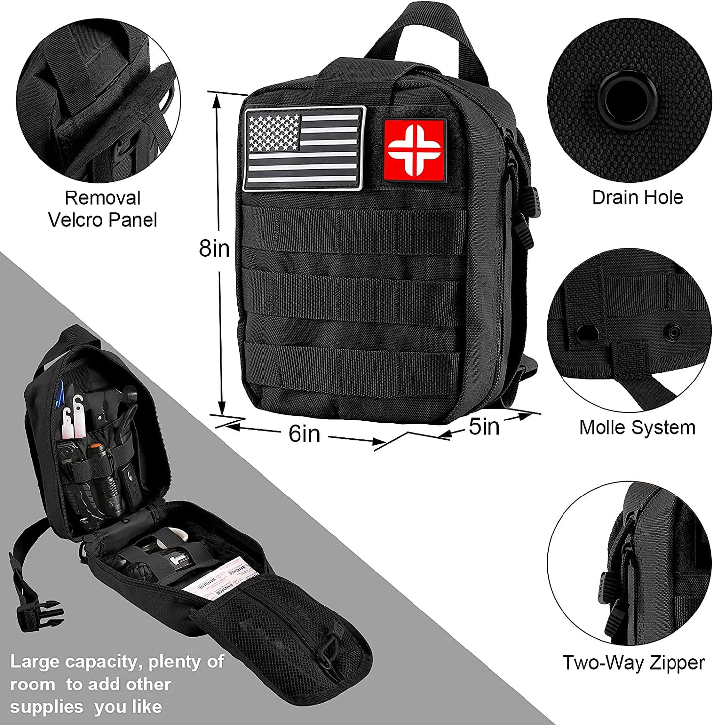 Survival Kit and First Aid Kit, 142Pcs Professional Survival Gear and Equipment with Molle Pouch