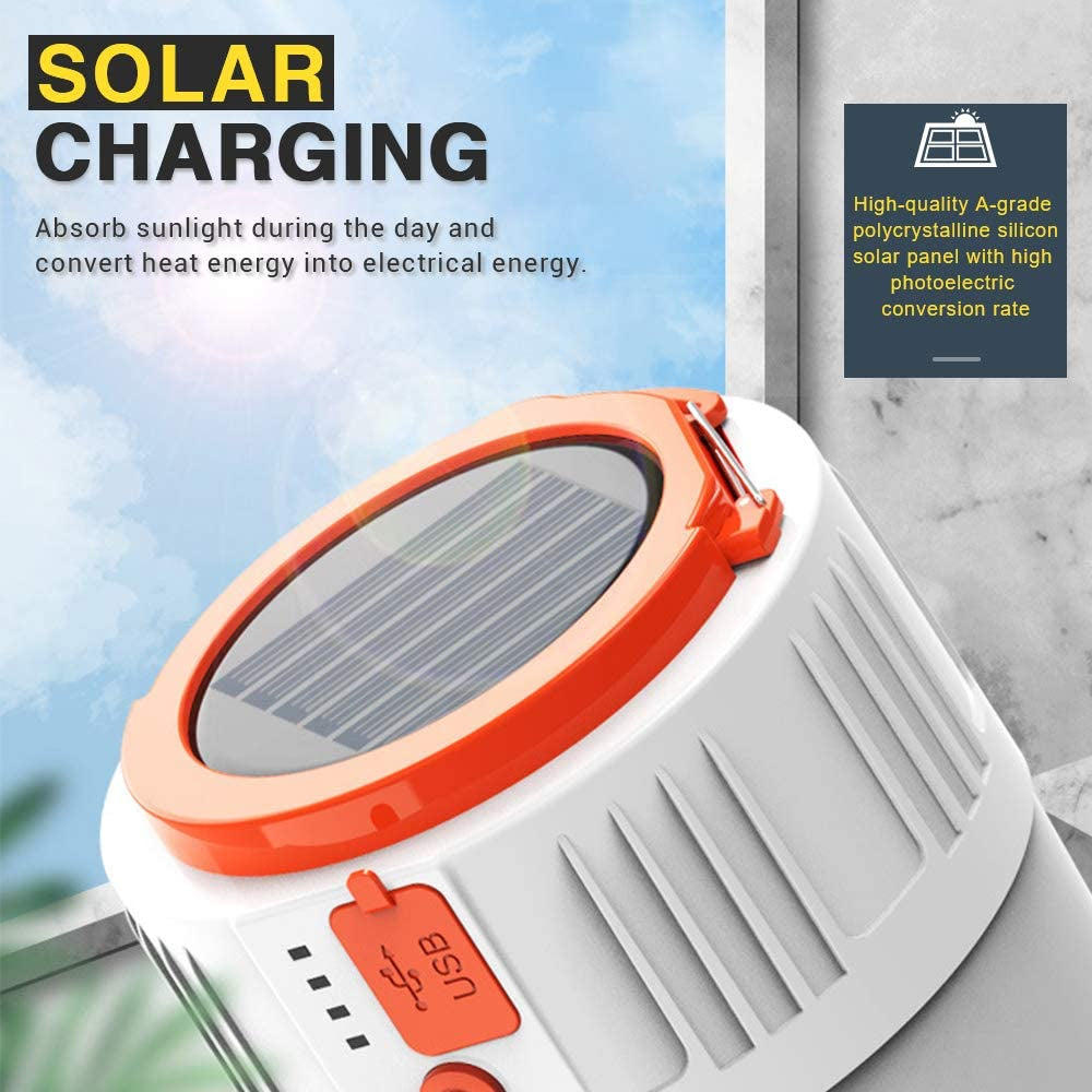 LETOUR Solar Light Bulb 4800 Lumen LED Emergency Portable Light IP45 Rainproof Battery 