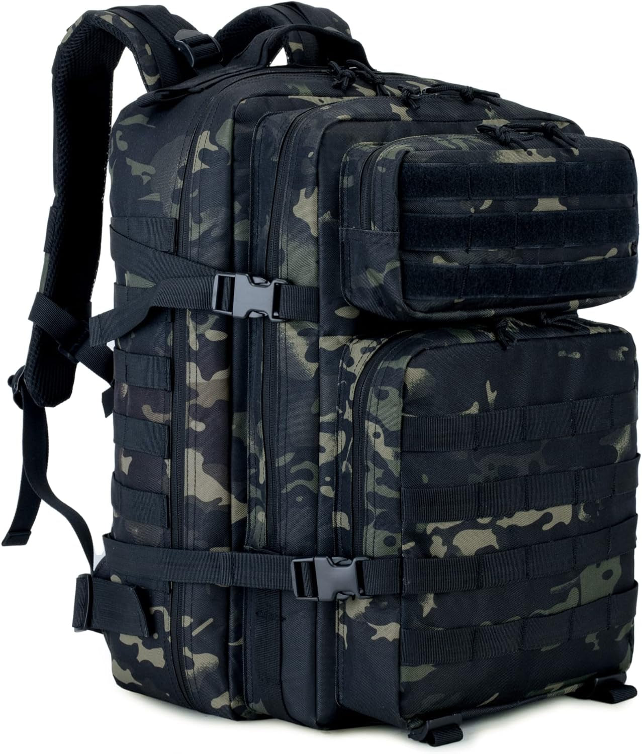 45L Tactical Assault Backpack 3 Day Assault Pack with Molle Waterproof Backpack Rucksack for Tactical Backpacks (Blackwhite Camo)