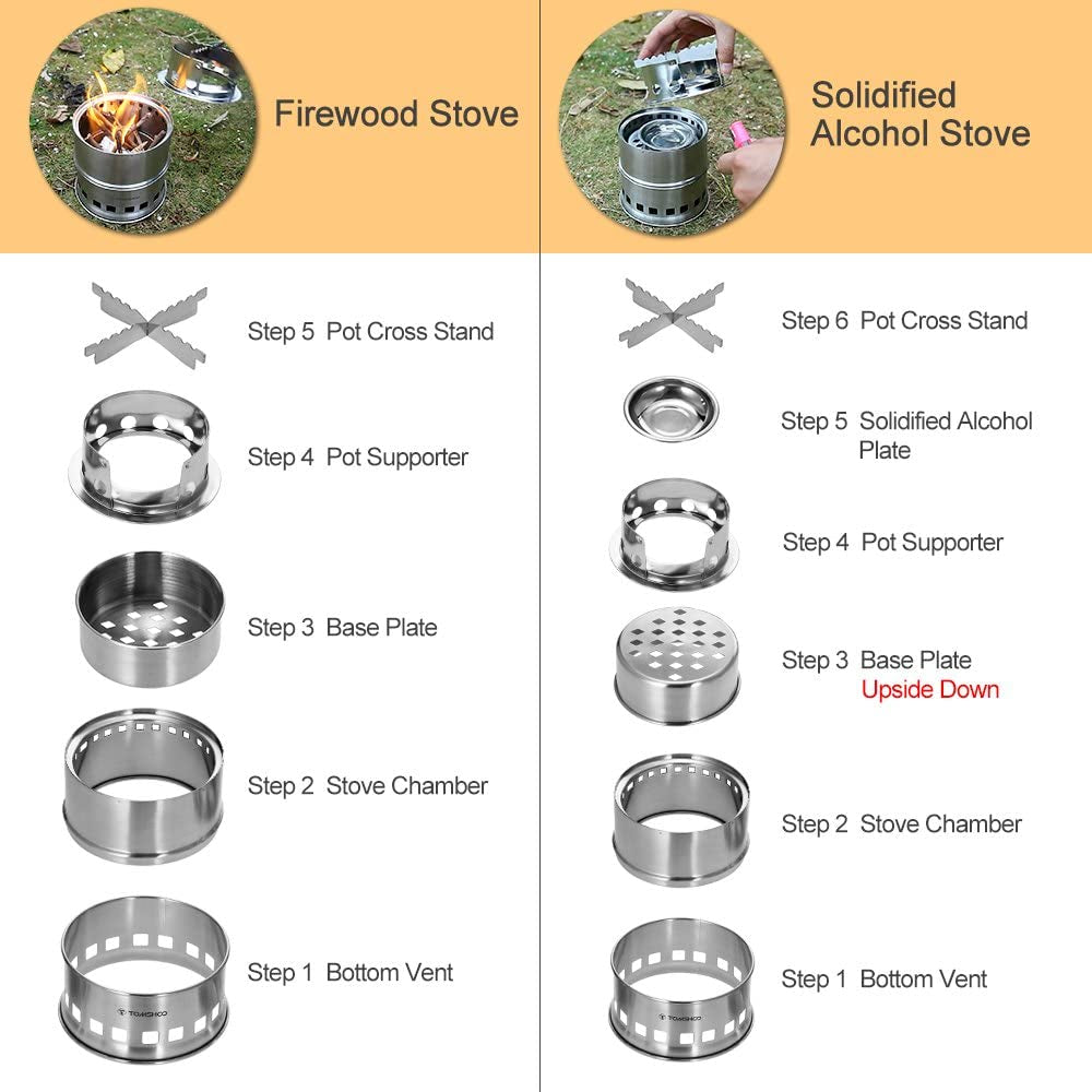 Portable, Foldable, Stainless Steel, Burning Backpacking Stove