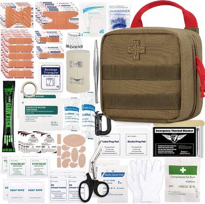 180 Pieces Tactical First Aid Kit IFAK Molle EMT Pouch Outdoor Camping Emergency Kits for for Camping Boat Hunting Hiking Home Car Earthquake and Adventures