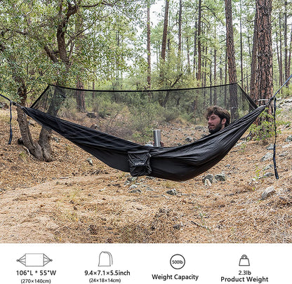 Hammock Camping with Rain Fly Tarp and Net, Portable Camping Hammock Double Tree Hammock Outdoor Indoor Backpacking Travel & Survival, 2 Tree Straps,100% Waterproof