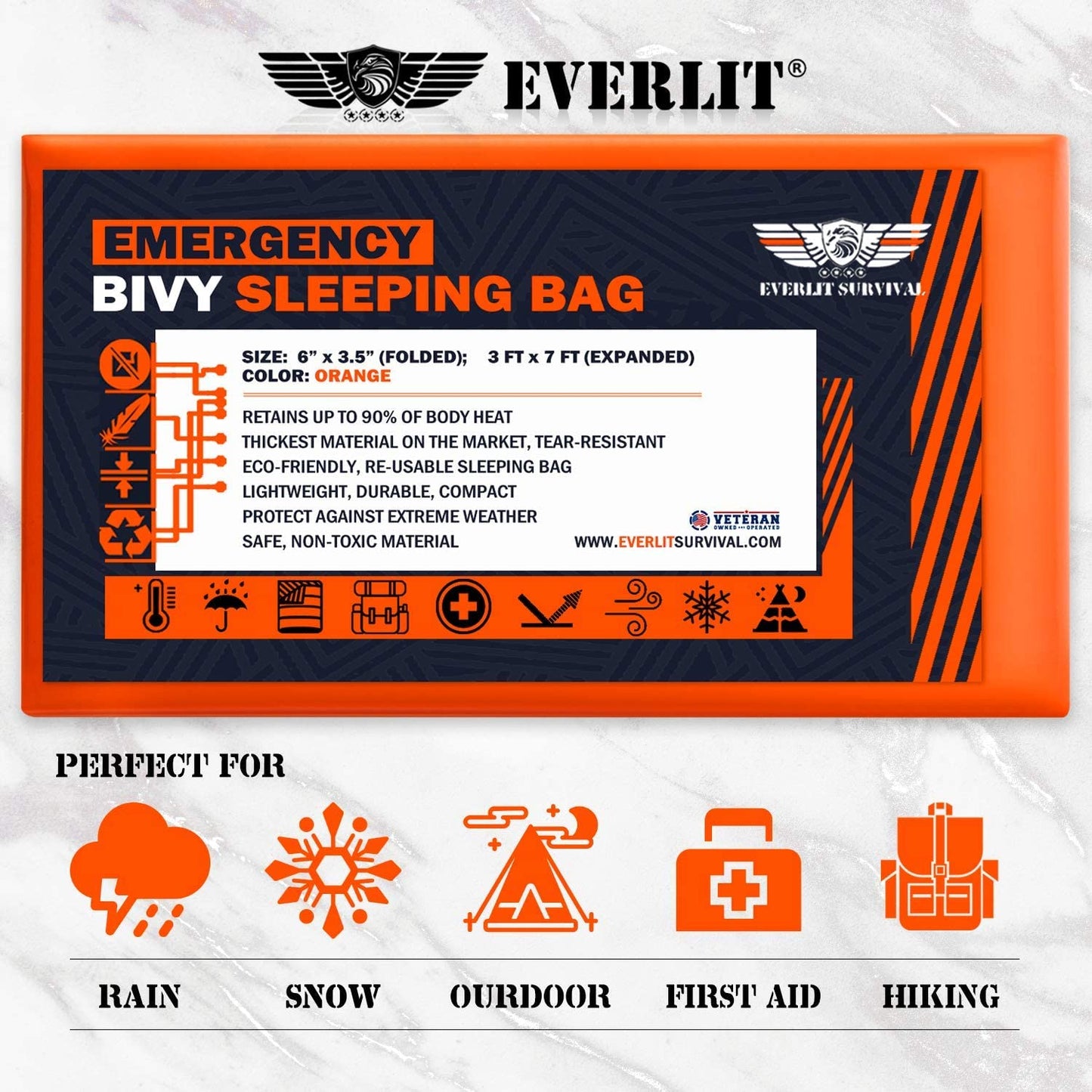 Bivy Sack Mylar Thermal Blanket Emergency Sleeping Bag Survival Kit, Glow Stick, Emergency Whistle, Multifunctional Tool Card, Tactical Pouch Perfect for Camping Hiking Outdoor