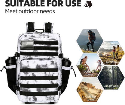 45L Tactical Assault Backpack 3 Day Assault Pack with Molle Waterproof Backpack Rucksack for Tactical Backpacks (Blackwhite Camo)