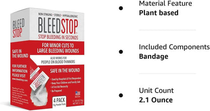 ™ First Aid Powder for Blood Clotting, Trauma Kit, Blood Thinner Patients, Camping Safety, and Survival Equipment for Moderate to Severe Bleeding Wounds or Nosebleeds - 4 (15G) Pouches