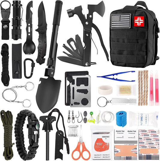 Survival Kit and First Aid Kit, 142Pcs Professional Survival Gear and Equipment with Molle Pouch
