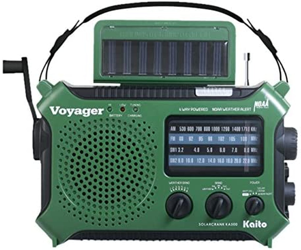 KA500 5-Way Powered Solar Power,Dynamo Crank, Wind up Emergency AM/FM/SW/NOAA Weather Alert Radio with Flashlight,Reading Lamp and Cellphone Charger, Yellow