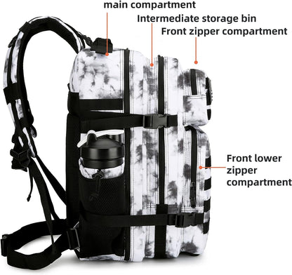 45L Tactical Assault Backpack 3 Day Assault Pack with Molle Waterproof Backpack Rucksack for Tactical Backpacks (Blackwhite Camo)