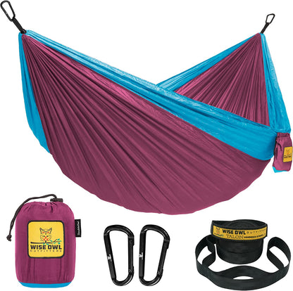 Camping Hammock - Portable Hammock Single or Double Hammock Camping Accessories for Outdoor, Indoor W/Tree Straps