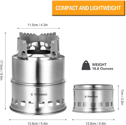 Portable, Foldable, Stainless Steel, Burning Backpacking Stove