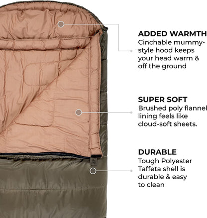 Celsius XL Sleeping Bag; Great for Family Camping; Free Compression Sack