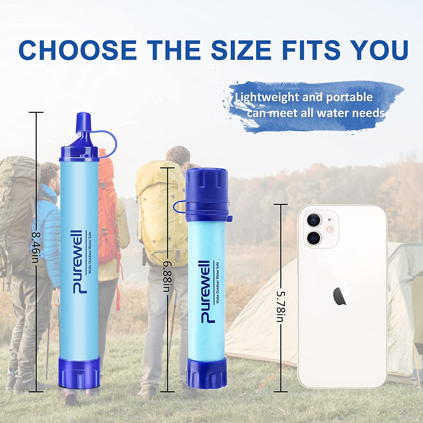 Outdoor Water Filter Personal Water Filtration Straw Emergency Survival Gear Water Purifier for Camping Hiking Climbing Backpacking