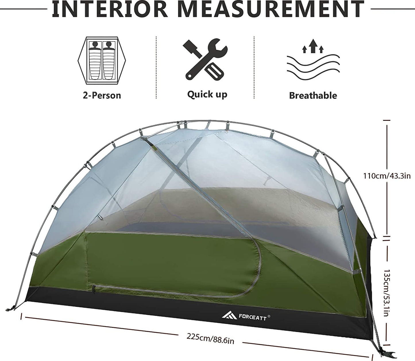 Tent for 2 and 3 Person Is Waterproof and Windproof, Camping Tent for 3 to 4 Seasons,Lightweight Aluminum Pole Backpacking Tent Can Be Set up Quickly,Great for Hiking