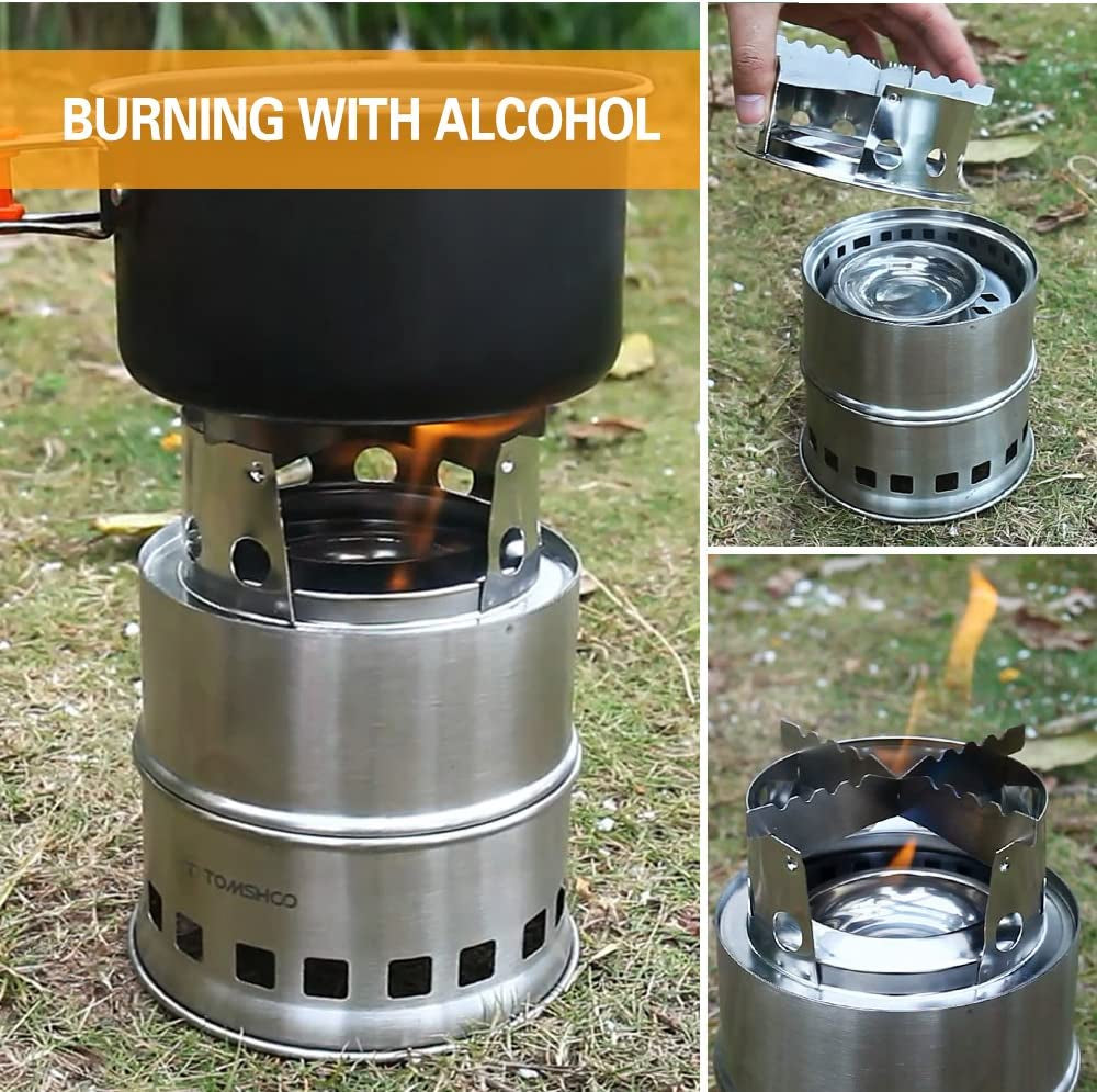 Portable, Foldable, Stainless Steel, Burning Backpacking Stove