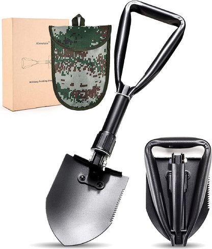 18.5'' Military Folding Camping Shovel, W/Pick Foldable Tactical Shovel for Gardening, Camping, Hiking, Outdoor, Backpacking, Emergency (Olive)