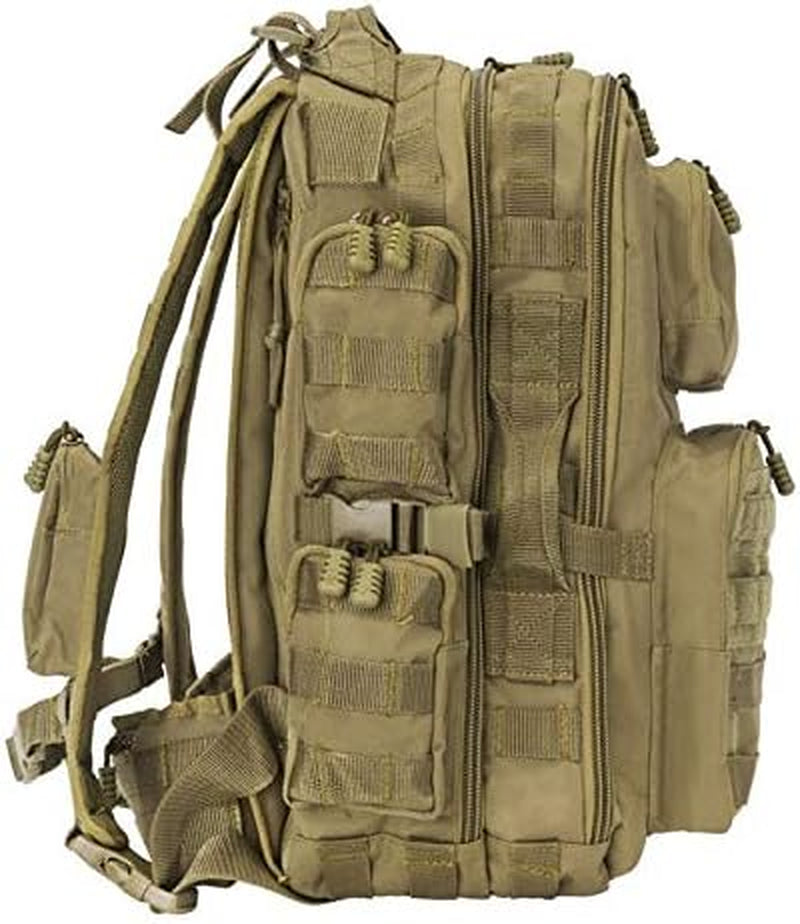 Brazos Concealed Carry Backpack - Durable 20 Pocket Military Backpack Made W/ Water Resistant 900 Denier Polyester - Features MOLLE Webbing, Computer Pocket - Concealed Carry Pouch [Coyote Brown]