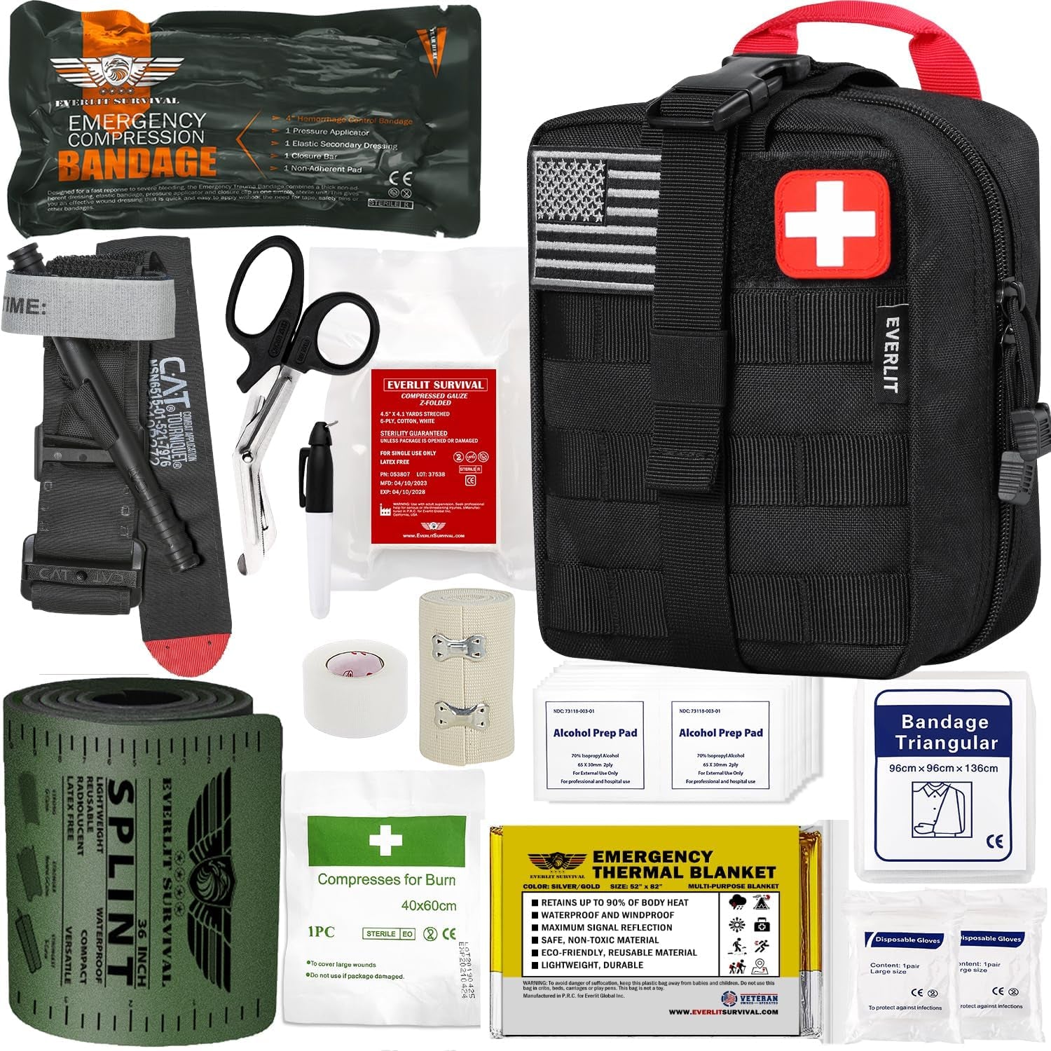 Emergency Trauma Kit, CAT GEN-7 Multi-Purpose SOS Everyday Carry IFAK for Wilderness, Trip, Cars, Hiking, Camping, Father’S Day Birthday Gift for Him Men Husband Dad Boyfriend (Tan)