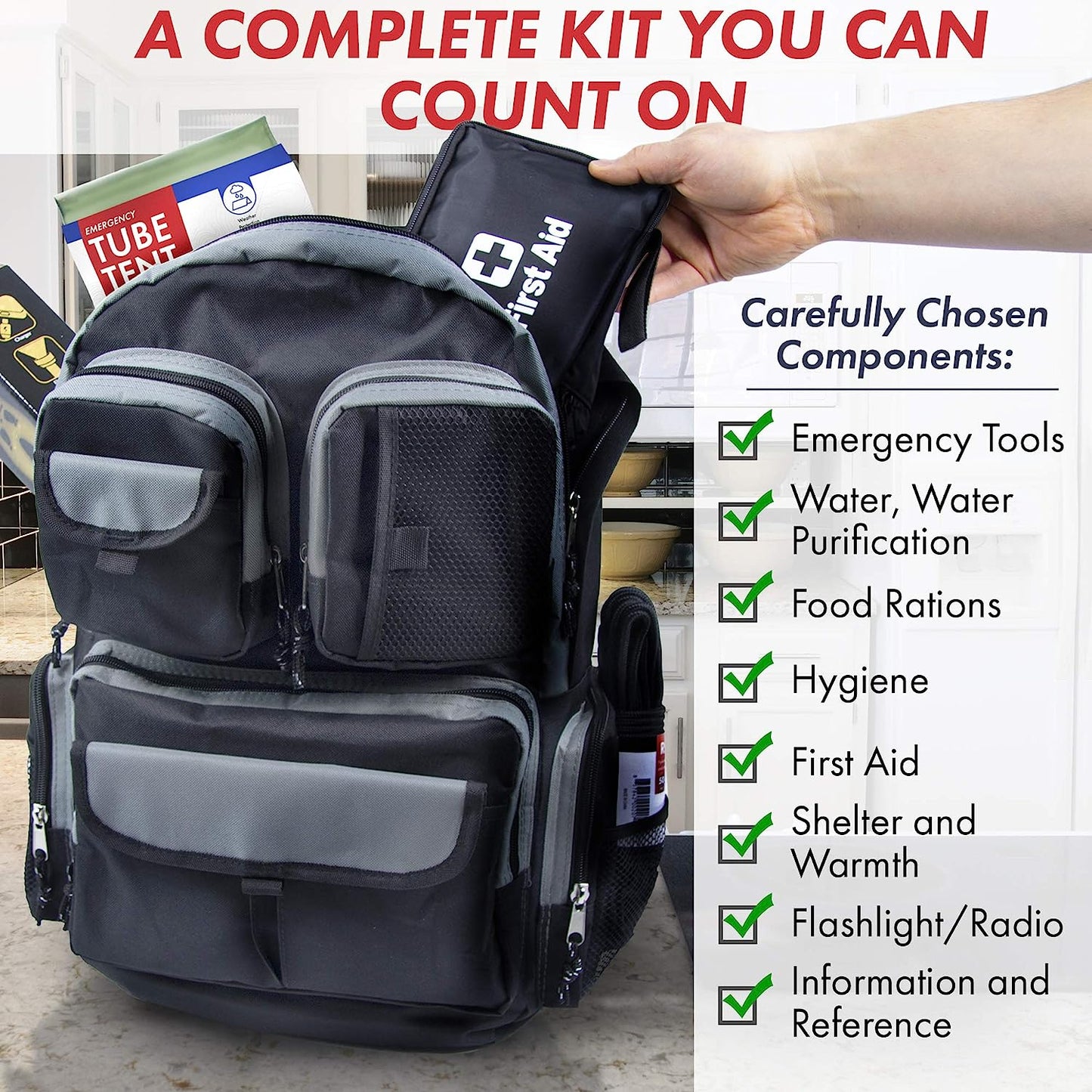 Urban Survival Bug-Out Bag/Go Bag and Disaster Survival Supplies for up to 6 People