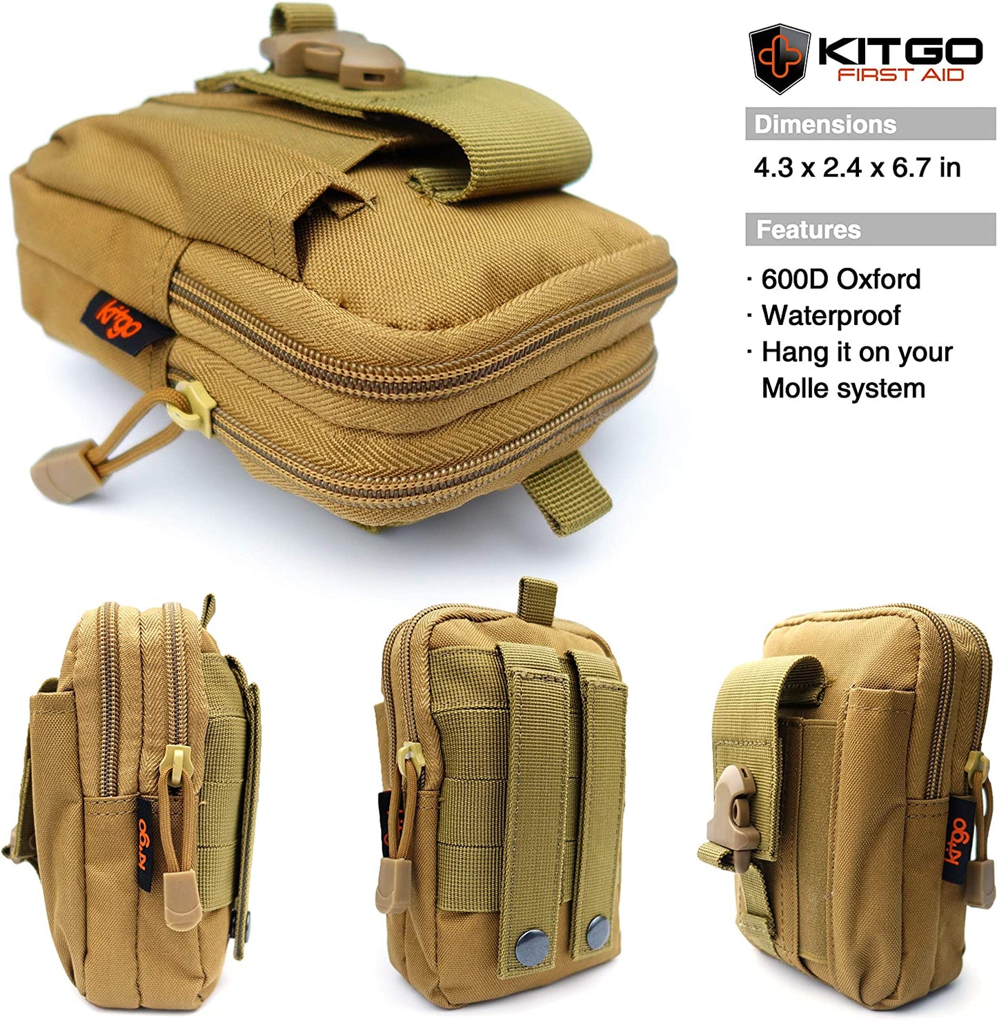 Outdoor Survival First Aid Kit 101 Piece Professional Emergency Survival Gear Tool for Hunting Hiking Camping Outdoor Adventure Fishing Travel Home Office Military Tropical Storms (Khaki)