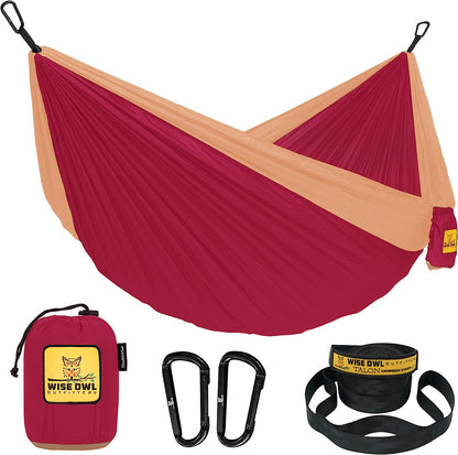 Camping Hammock - Portable Hammock Single or Double Hammock Camping Accessories for Outdoor, Indoor W/Tree Straps