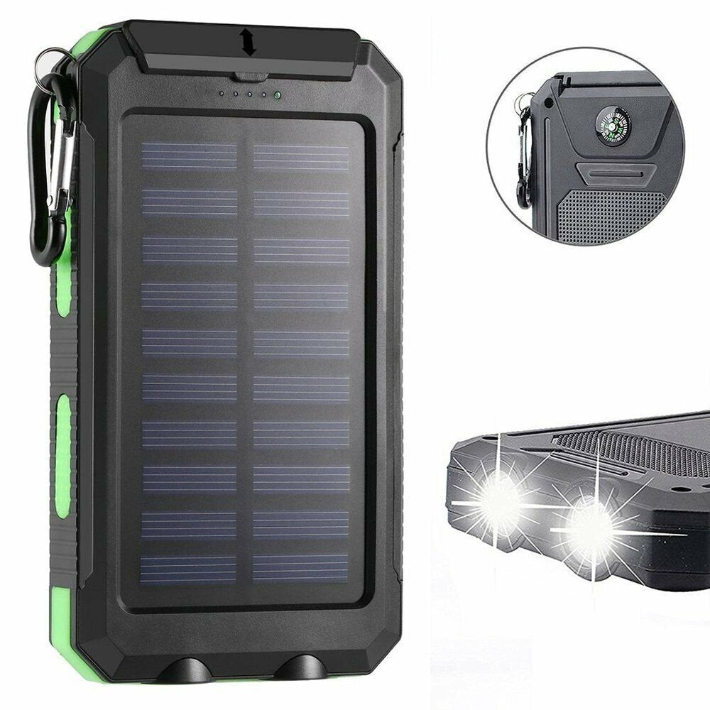 2023 Super 5000000Mah 2 USB Portable Charger Solar Power Bank for Cell Phone, Green