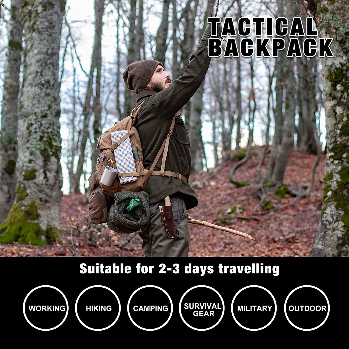Small Tactical Backpack,Molle Hiking Backpack for Backpacking,Cycling and Biking ,25L Backpack
