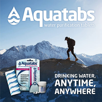 Aquatabs 397Mg Water Purification Tablets (100 Pack). Water Filtration System For, Camping, Boating, Emergencies, Survival, Rvs, and Marine-Use. Easy to Use Water Treatment and Disinfection.
