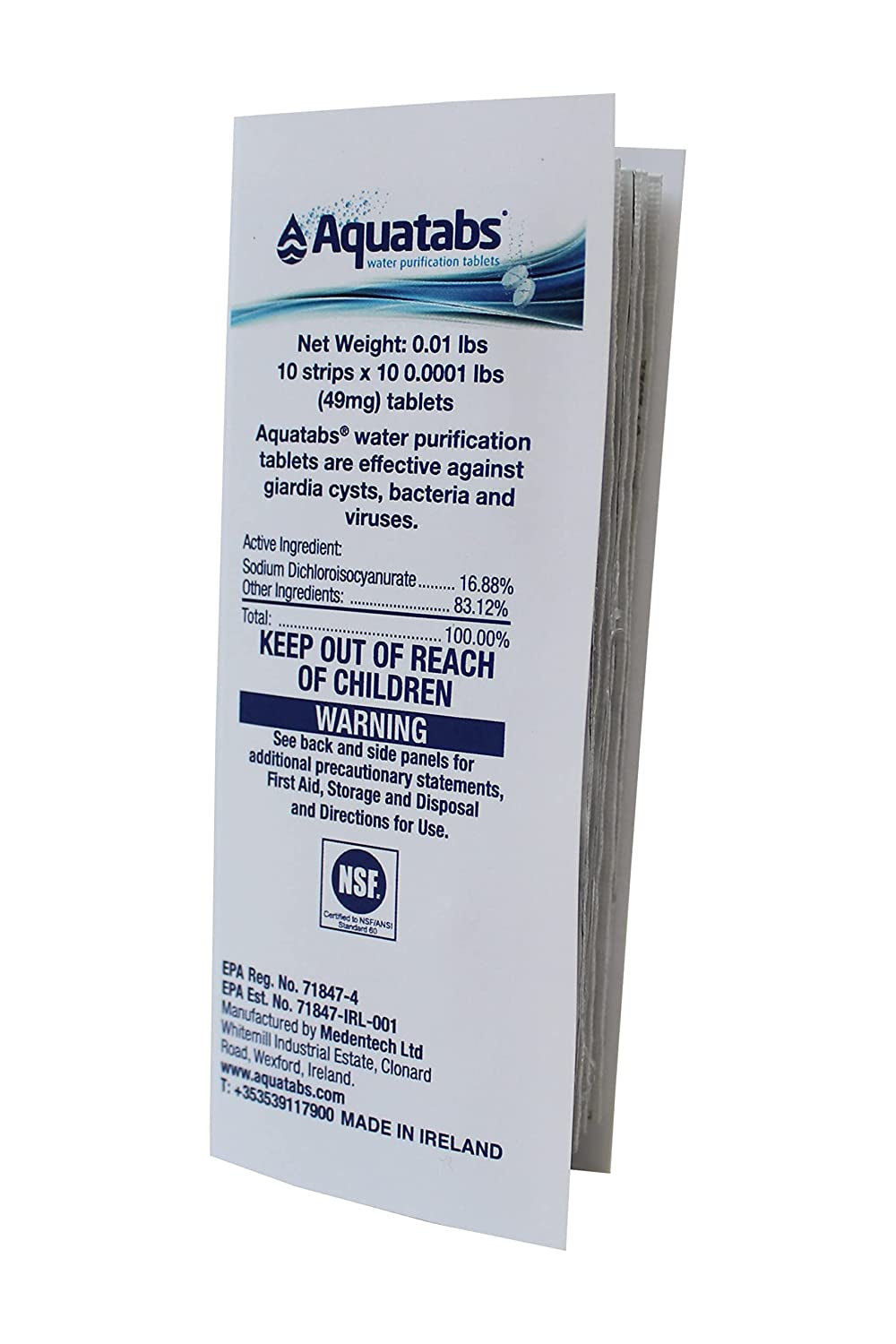 Aquatabs 397Mg Water Purification Tablets (100 Pack). Water Filtration System For, Camping, Boating, Emergencies, Survival, Rvs, and Marine-Use. Easy to Use Water Treatment and Disinfection.