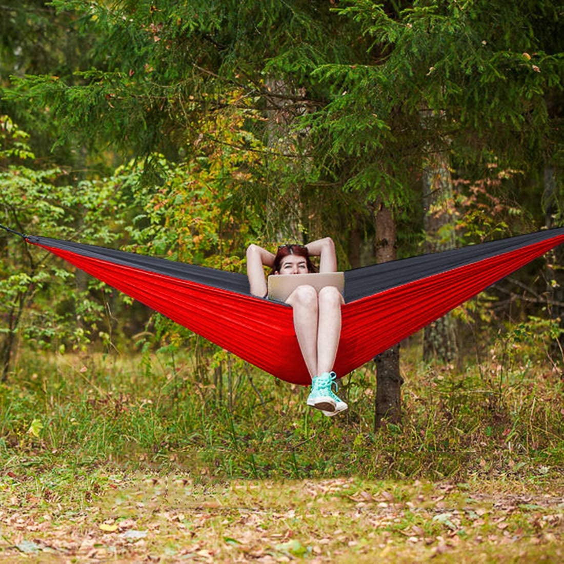 Camping Hammock Double with 2 Tree Straps Made of Portable Lightweight Nylon Parachute for Backpacking,Travel and Outdoor Survival