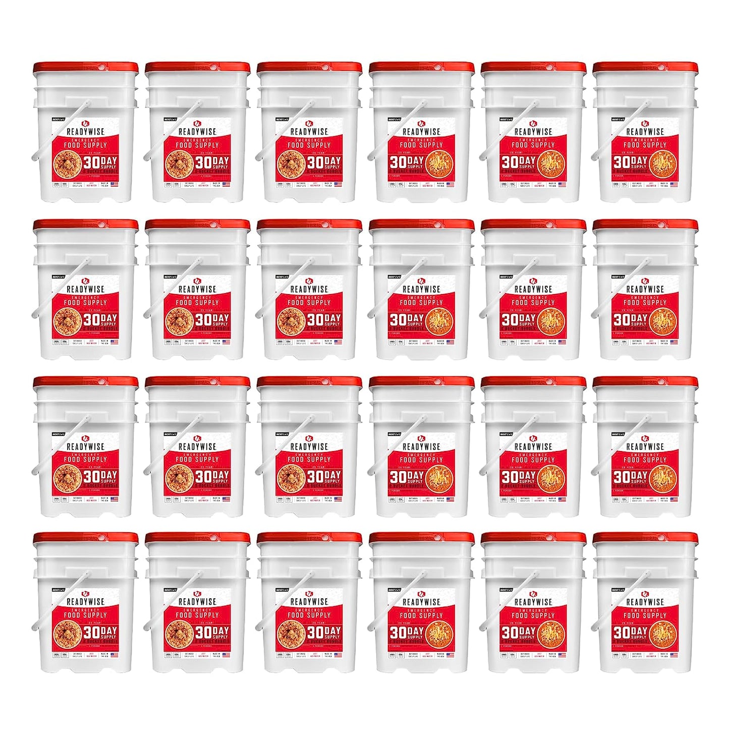 Emergency Food 30-Day Supply, Freeze-Dried Survival Food for Emergencies, Breakfast, Lunch, and Dinner, 2 Buckets, 25-Year Shelf Life, 298 Servings Total