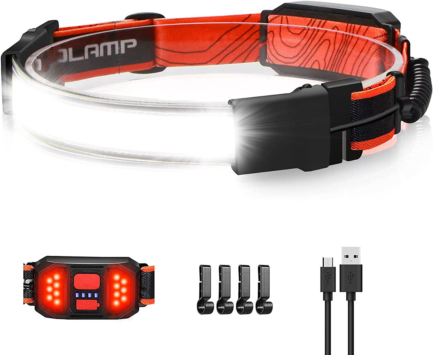 LED Headlamp Flashlight, 1000Lumens 230° Broadbeam Headlight, USB Rechargeable Head Lamp with Red Taillight, Lightweight Waterproof Headlamps for Camping Running Hiking, Hard Hat Headlamp